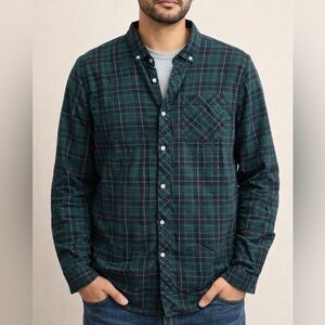 Heritage Dark Green Plaid Casual Shirt XL
